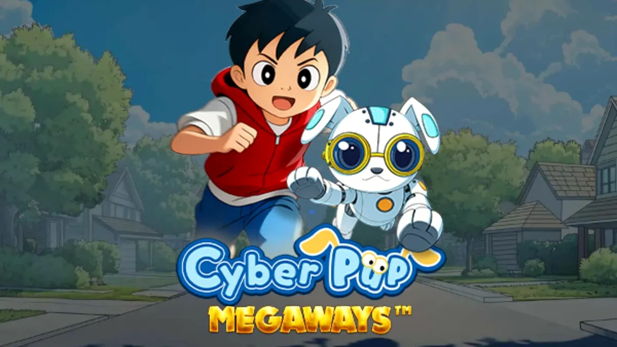 Cyber Pup Megaways slot machine interface with futuristic anime theme